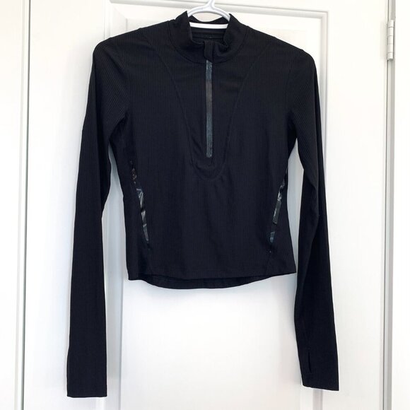 Lululemon Black Gloss Trim Run 1/2 Zip Long Sleeve Top Running 2021 Release - Picture 4 of 6